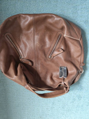 Furla leather handbag used, brown, large