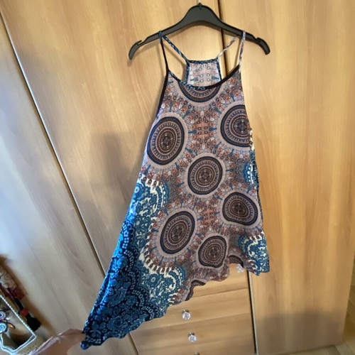 Ethnic long blouse halter neck, new, colorful viscose