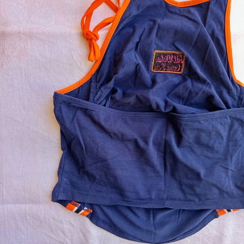 Shein halter top like new, blue with orange details, size L