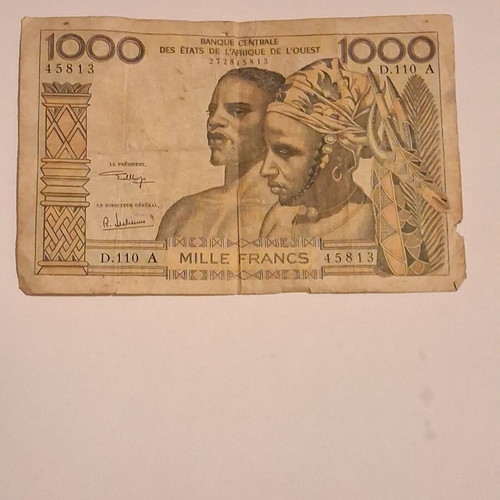 1000 Francs West Africa 1970 used banknote
