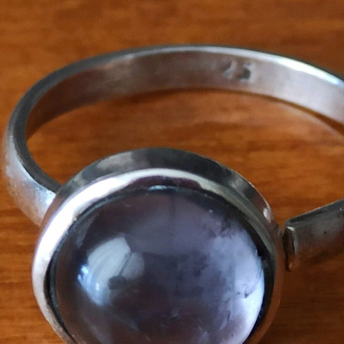 Silver ring with purple-blue iolite stone like new