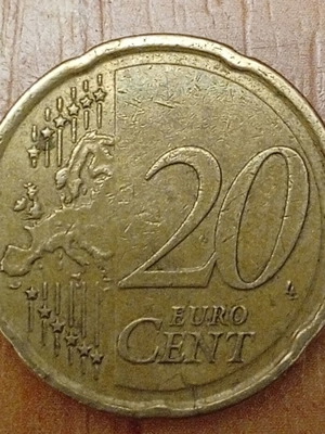 Νόμισμα 20 ευρώ λεπτά σαν καινούργιο, σπάνιο με ελάττωμα