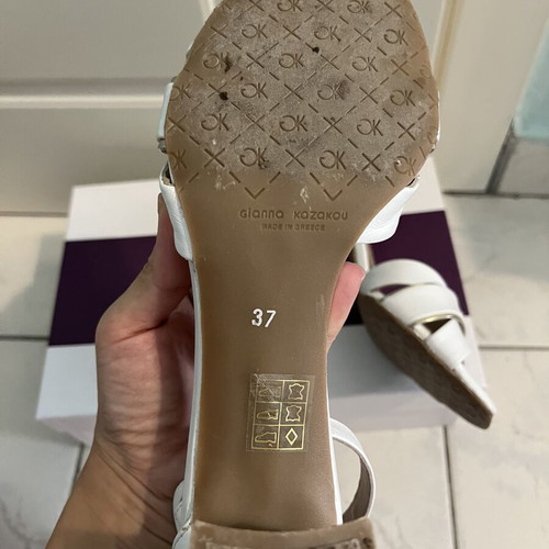 Gianna Kazakou leather white sandals like new