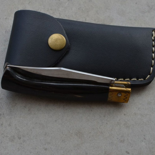Handmade Folding Knife Stainless Steel Buffalo Horn Handle new