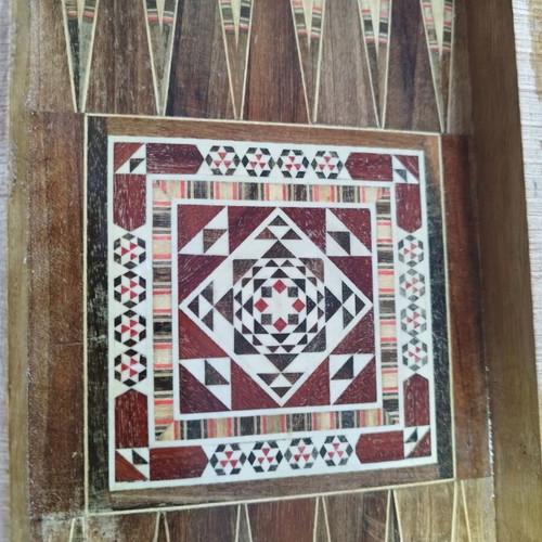 Handmade backgammon with mother-of-pearl small new from solid wood