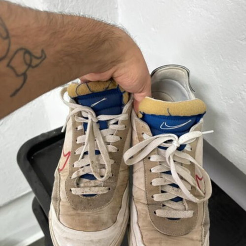 Nike Retro Low Sneakers used, size 41, white with black and beige details
