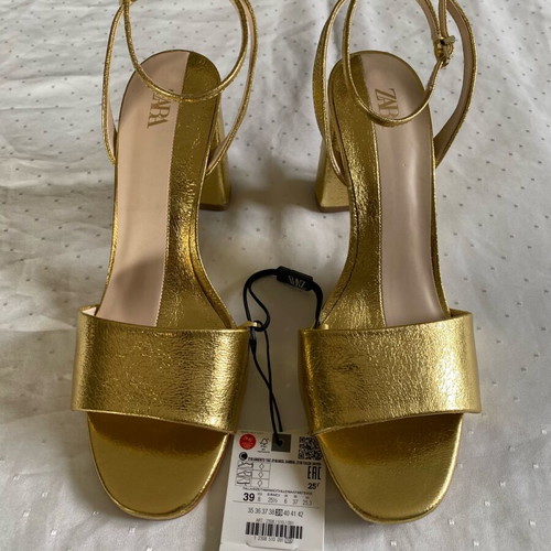 Zara gold high-heeled sandals new, size 39