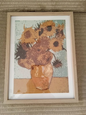 Diamond painting of Van Gogh's famous artwork with wooden frame, new