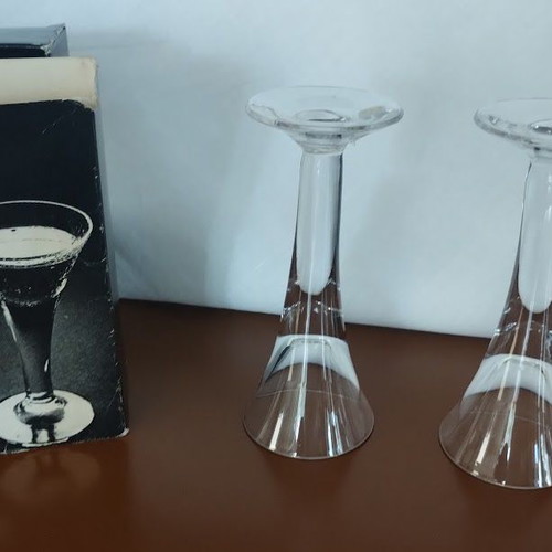 Boda Snubbar Crystal Liqueur Glasses New Vintage Set of 2