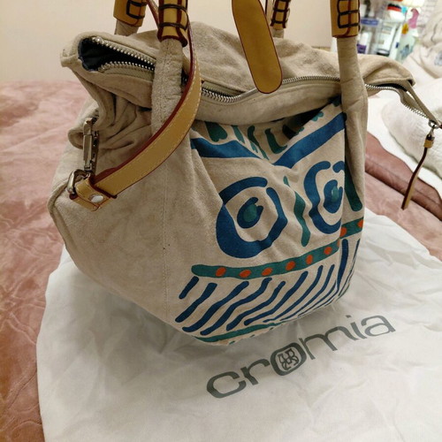 Cromia Boho Large Leather Crossbody Bag new, beige and brown