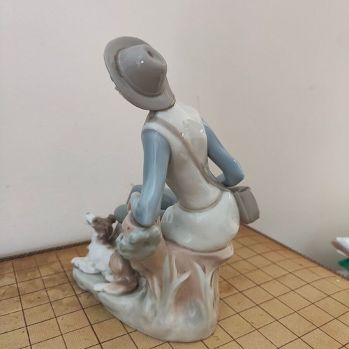 Lladró Boy with Dog porcelain figure refurbished