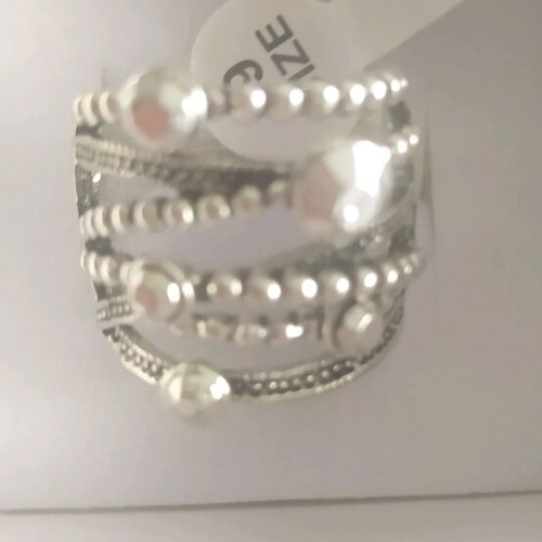 Steel ring size 19 fits also 18, new, silver color