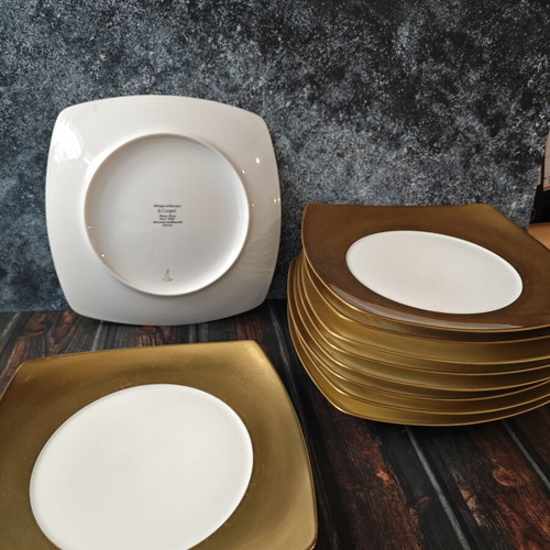 JL Coquet porcelain plates handpainted, set of 10, used