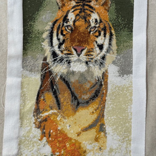 Handmade embroidery with cross-stitch, 24 x 41 cm