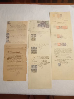 Handwritten documents used with rare revenue stamps