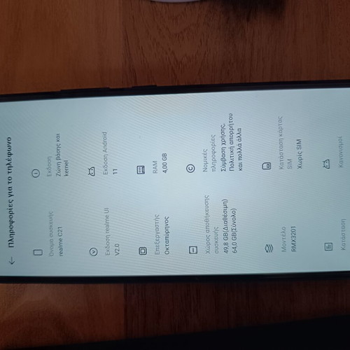 Realme C21 smartphone like new, 4GB RAM, 64GB storage, black