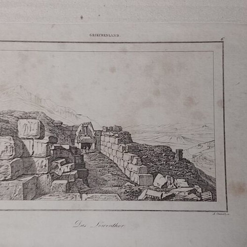 1832 ατσαλογραφία Μυκήνες Η Πύλη των Λεόντων μεταχειρισμένη