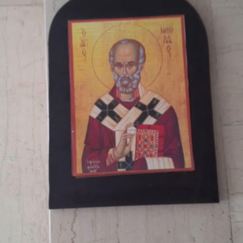 Wooden handmade religious icon new, decoupage technique