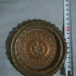 Handmade copper decorative plate refurbished, diameter 12 cm