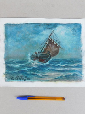 Painting on canvas signed 21.5 x 27 cm