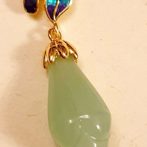 Vintage 80ies silver 925 gold-plated earrings with green stones, like new