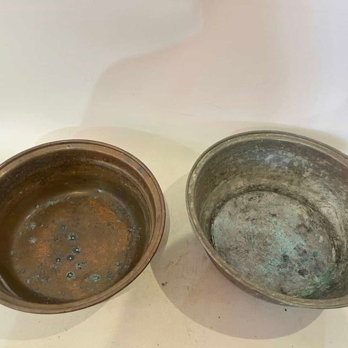 Vintage set of 2 copper utensils used, sizes 8x24 / 9x26
