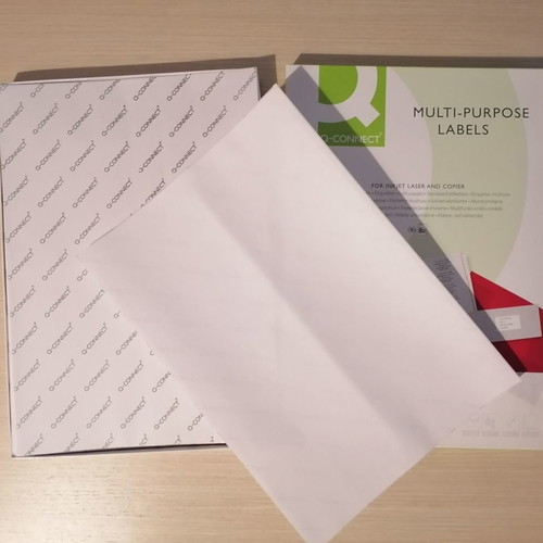 Multi-purpose labels used, 640 pieces for inkjet laser and copier