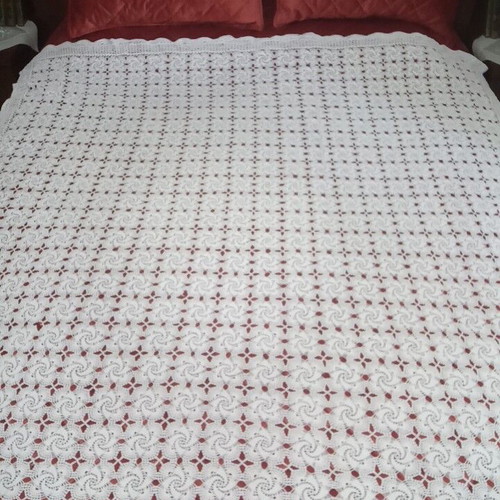 Handmade crochet cotton tablecloth, vintage