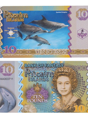 Plastic Banknote for Collection Pitcairn Islands Dolphins 2018