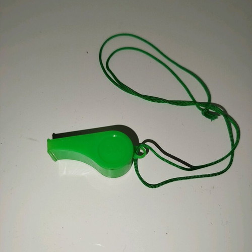Whistle with pea and lanyard new, green or yellow