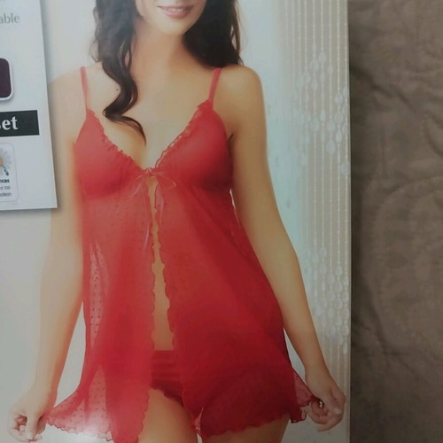 Lingerie set new, red babydoll with matching slip, size 40/42