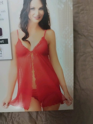 Lingerie set new, red babydoll with matching slip, size 40/42