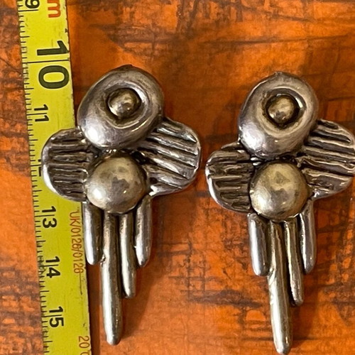 Silver earrings antique large branded used handmade 925