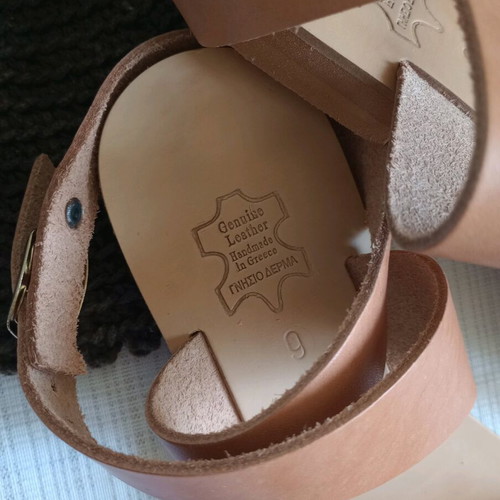 Handmade sandals size 39, genuine leather, multicolor