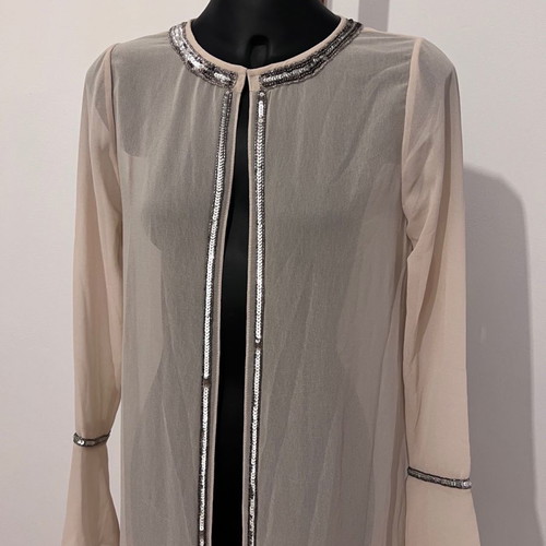 Mango summer coat caftan Small with sequins beige pink new