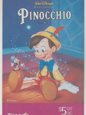 New Zealand Disney Pinocchio & Jiminy Cricket phonecard