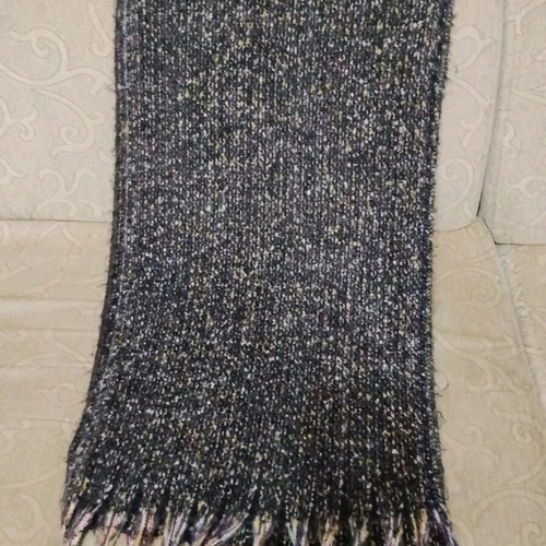 Knitted scarf like new, grey and brown with fringes