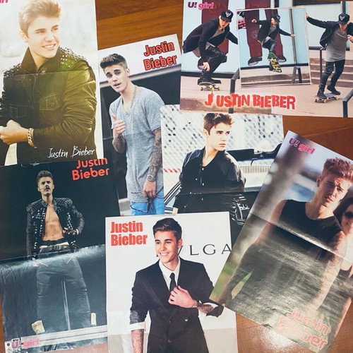 Justin Bieber collectible posters like new, set of 14 pieces