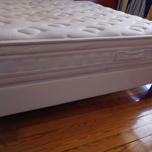 Double bed with white leather and Media Strom Premium mattress 150x200