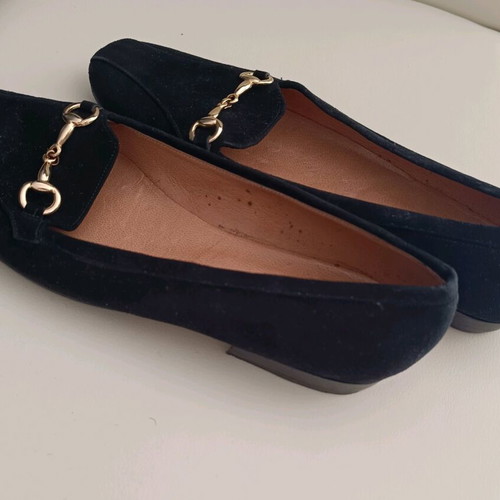 Loafers women's used black suede Greek made Lemisios