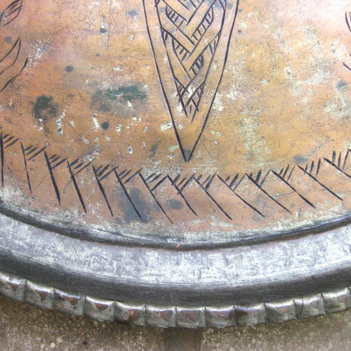 Copper tray used antique with 60 cm diameter