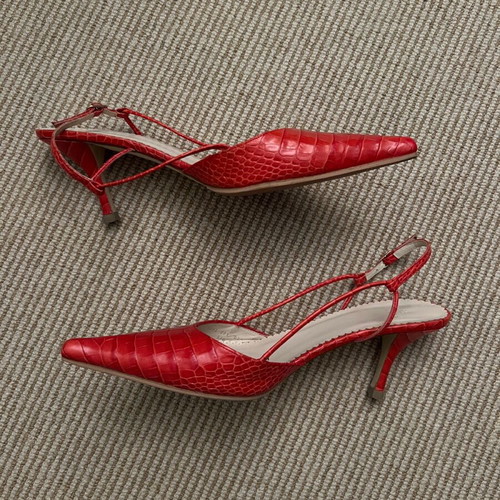 Zara leather shoes size 38 red new, unworn