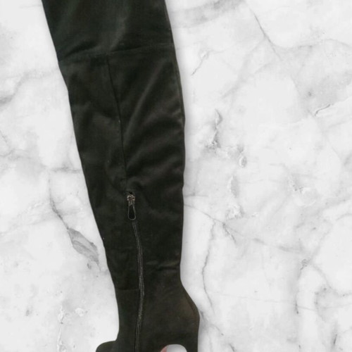 Black High Boots New With 13cm Heel Size 37