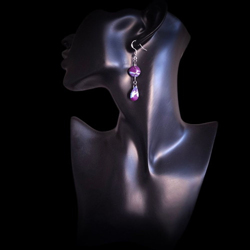 Handmade earrings from recycled plastic, purple and blue, new