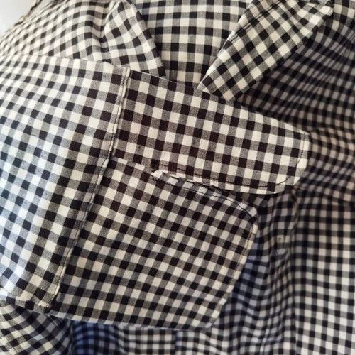 Zara Basic shirt with 3/4 sleeve gingham black and white like new
