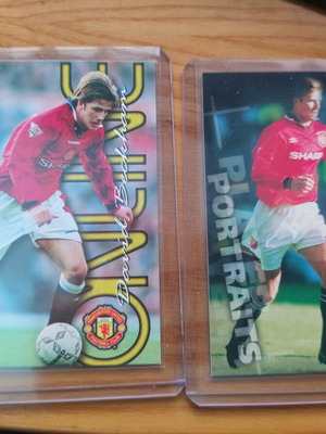 Futera 1997 David Beckham 2 cards like new, Manchester United pack
