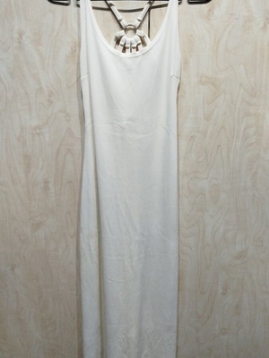 Maxi dress ripped tank with unique back, like new, white-beige