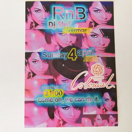Club Olympion Colonial flyer used, RnB Dj Stef 04/04/2004