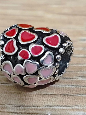 Silver charm hearts with enamel like new