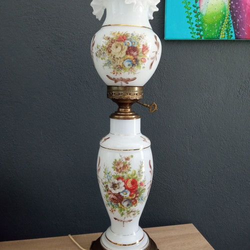 Vintage Opaline Table Lamp hand-painted, used